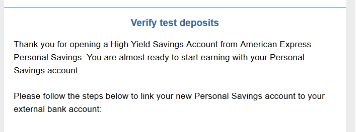 Verify test deposits